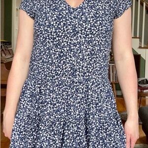 Francesca's Blue and White Flutter Sleeve Sundress